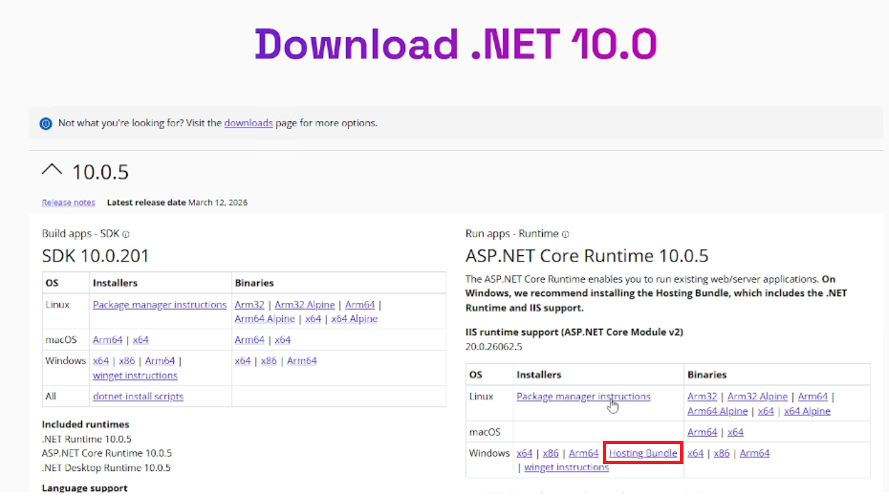 Download hosting bundle