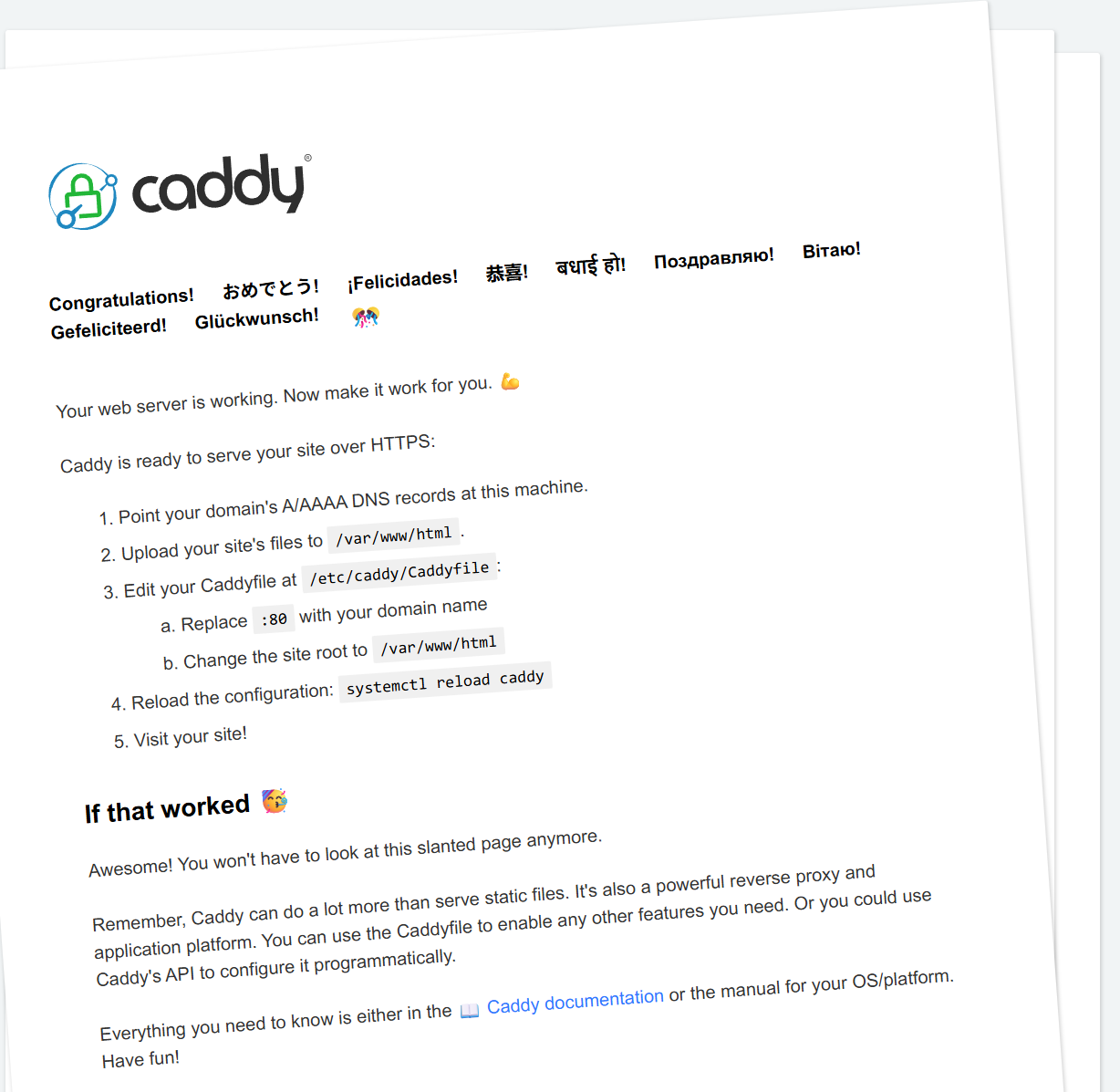 Caddy server